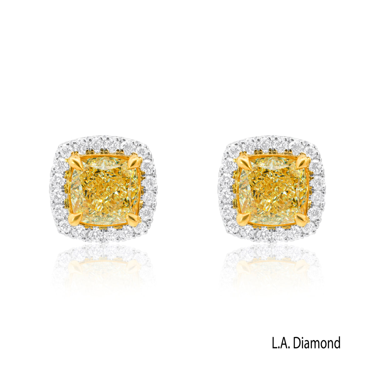 18K Two-Tone Fancy Yellow & White Diamond Dangle Earrings (4.80 ct)