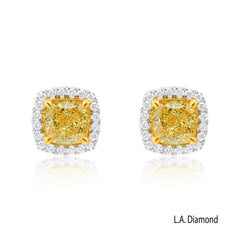 18K Two-Tone Fancy Yellow & White Diamond Dangle Earrings (4.80 ct)