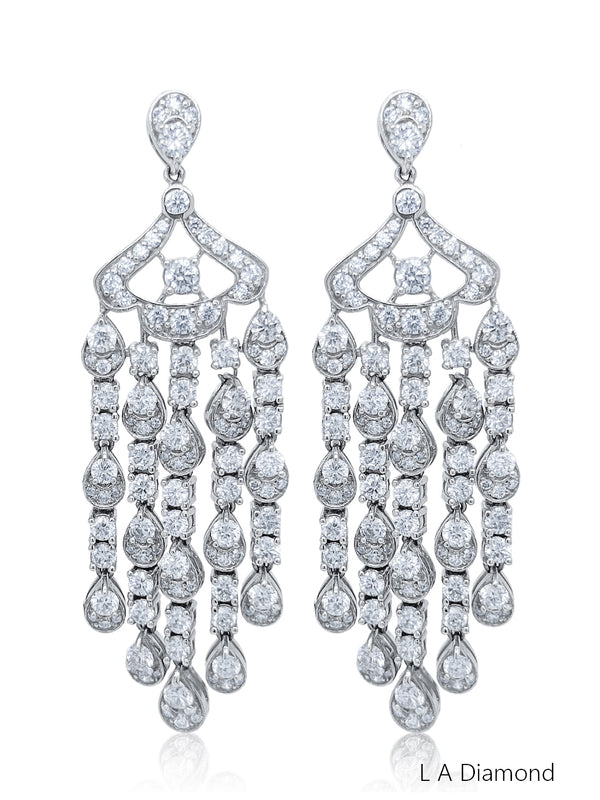 18K Two-Tone Pear-Cut Yellow & White Diamond Dangle Earrings (5.00 ct TGW) - LA DIAMOND