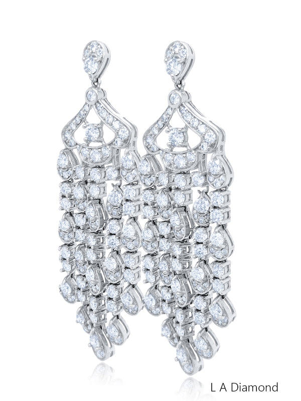 18K Two-Tone Pear-Cut Yellow & White Diamond Dangle Earrings (5.00 ct TGW) - LA DIAMOND