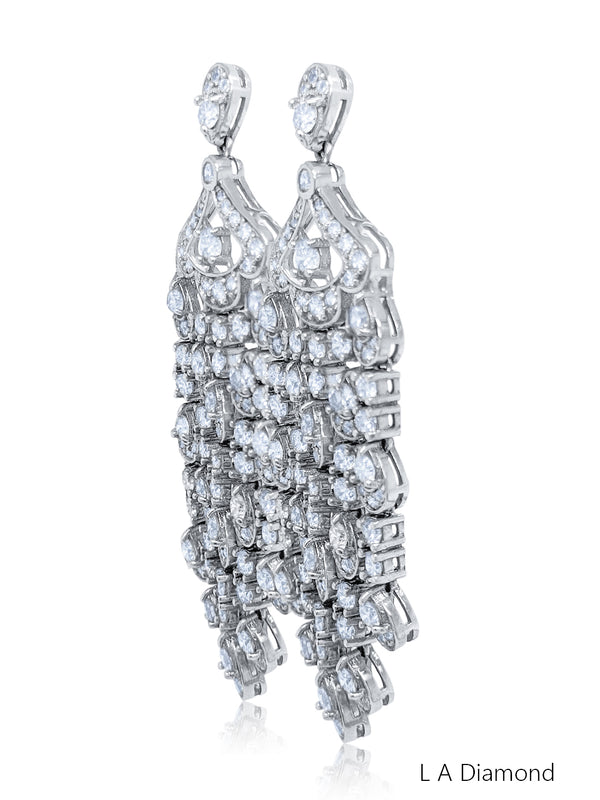 18K Two-Tone Pear-Cut Yellow & White Diamond Dangle Earrings (5.00 ct TGW) - LA DIAMOND