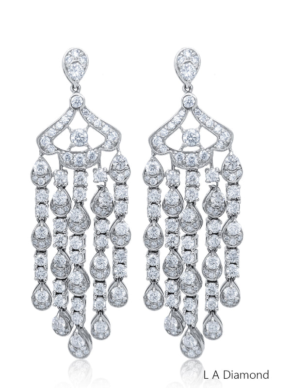 18K Two-Tone Pear-Cut Yellow & White Diamond Dangle Earrings (5.00 ct TGW) - LA DIAMOND