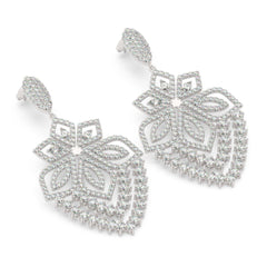 18K White Gold Round Diamond Chandelier Earrings (6.25 ct)