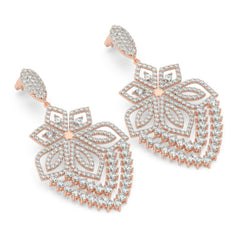 18K White Gold Round Diamond Chandelier Earrings (6.25 ct)