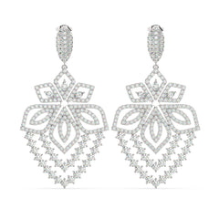 18K White Gold Round Diamond Chandelier Earrings (6.25 ct)