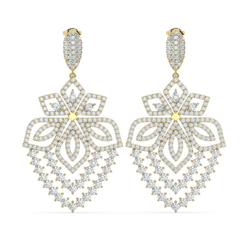 18K White Gold Round Diamond Chandelier Earrings (6.25 ct) - LA DIAMOND
