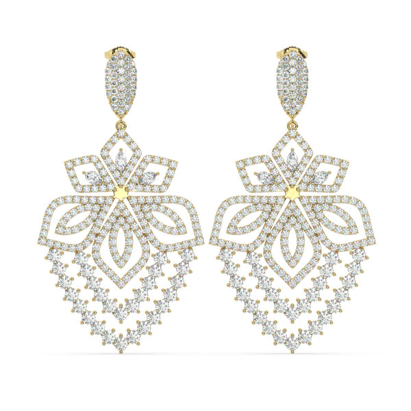 18K White Gold Round Diamond Chandelier Earrings (6.25 ct) - LA DIAMOND