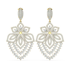 18K White Gold Round Diamond Chandelier Earrings (6.25 ct)