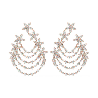 14K White Gold Diamond Hoop Earrings (6.35 ct) - Style Dahlia