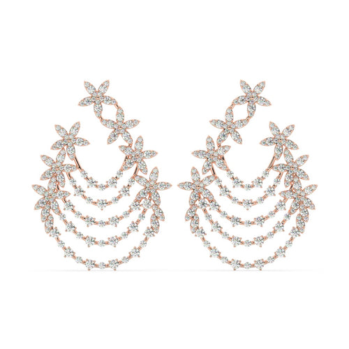 14K White Gold Diamond Hoop Earrings (6.35 ct) - Style Dahlia - LA DIAMOND