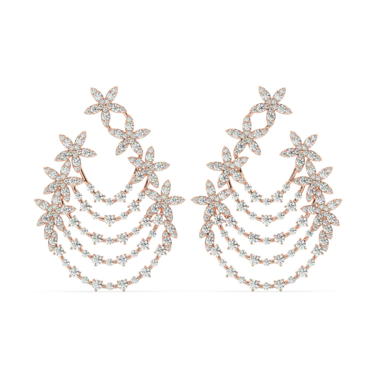 14K White Gold Diamond Hoop Earrings (6.35 ct) - Style Dahlia