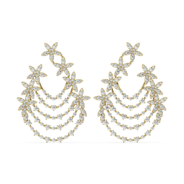 14K White Gold Diamond Hoop Earrings (6.35 ct) - Style Dahlia - LA DIAMOND