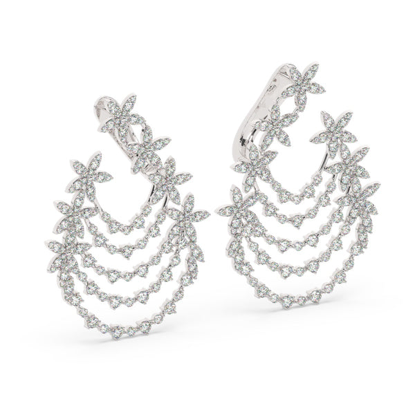 14K White Gold Diamond Hoop Earrings (6.35 ct) - Style Dahlia - LA DIAMOND