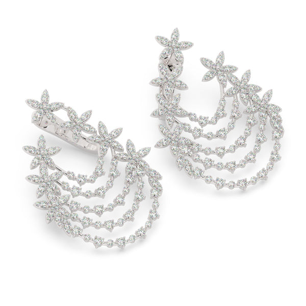 14K White Gold Diamond Hoop Earrings (6.35 ct) - Style Dahlia - LA DIAMOND