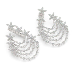 14K White Gold Diamond Hoop Earrings (6.35 ct) - Style Dahlia