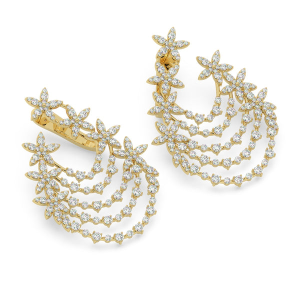 14K White Gold Diamond Hoop Earrings (6.35 ct) - Style Dahlia - LA DIAMOND