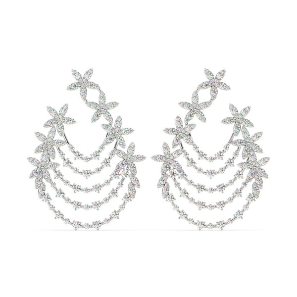 14K White Gold Diamond Hoop Earrings (6.35 ct) - Style Dahlia - LA DIAMOND