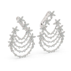 14K White Gold Diamond Hoop Earrings (6.35 ct) - Style Dahlia