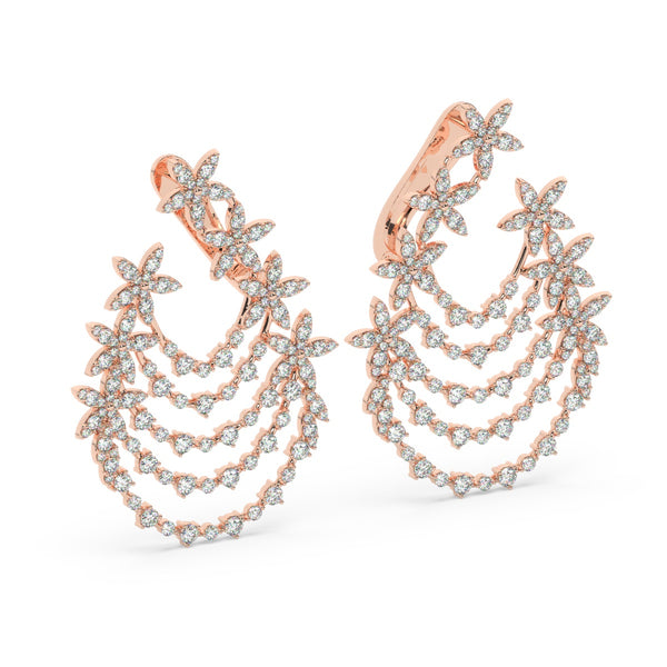 14K White Gold Diamond Hoop Earrings (6.35 ct) - Style Dahlia - LA DIAMOND