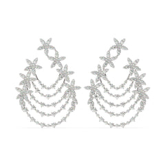 14K White Gold Diamond Hoop Earrings (6.35 ct) - Style Dahlia