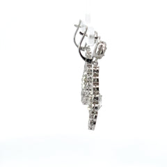 18k White Gold Diamond Round Cut Tear Drop Earring