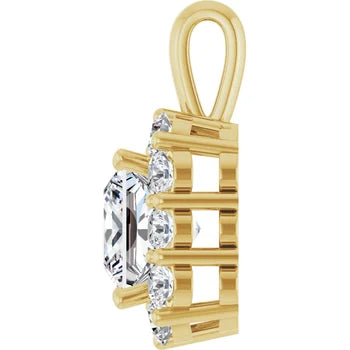 Elegant 1CTW Princess Cut Diamond Halo Pendant in 14K Gold