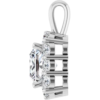 Elegant 1CTW Princess Cut Diamond Halo Pendant in 14K Gold