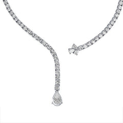 14K White Gold Diamond Curved Necklace 1.5 CT. T.W. - LA DIAMOND