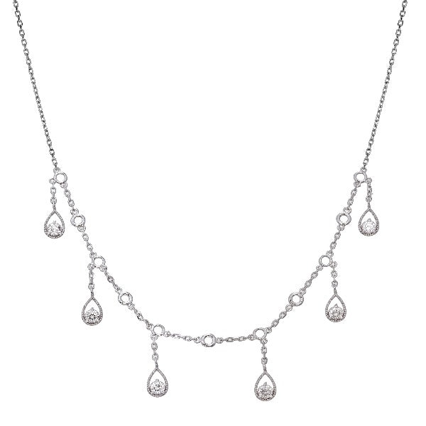 14K Yellow Gold 14K Diamond Pear Cut Adjustable Drop Necklace 1 CT. T.W. - LA DIAMOND