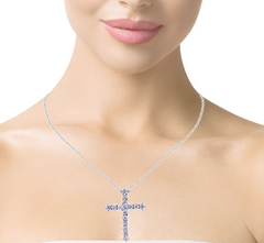 14K White Gold Diamond Cross Pendant 3/4 CT. T.W. - LA DIAMOND