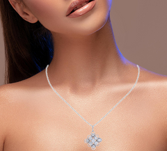 14K White Gold Composite Diamond Flower Pendant 1 CT. T.W. - LA DIAMOND