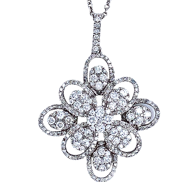 14K White Gold Composite Diamond Flower Pendant 1 CT. T.W. - LA DIAMOND