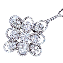 14K White Gold Composite Diamond Flower Pendant 1 CT. T.W. - LA DIAMOND