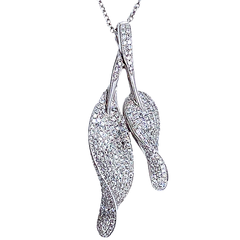 1/2 CT. T.W. Composite Diamond Multi-Leaf Pendant in 14K White Gold - LA DIAMOND