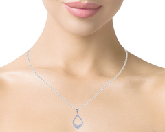 14K White Gold Diamond 3/8 CT. T.W.  Teardrop Pendant - LA DIAMOND