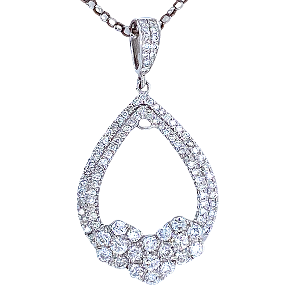 14K White Gold Diamond 3/8 CT. T.W.  Teardrop Pendant - LA DIAMOND