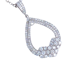 14K White Gold Diamond 3/8 CT. T.W.  Teardrop Pendant - LA DIAMOND