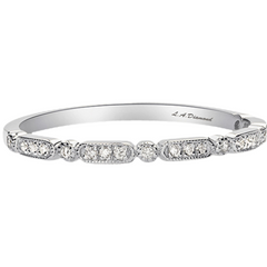 14K White Gold Diamond Vintage-Style Round Cut Wedding Ring 1c - LA DIAMOND