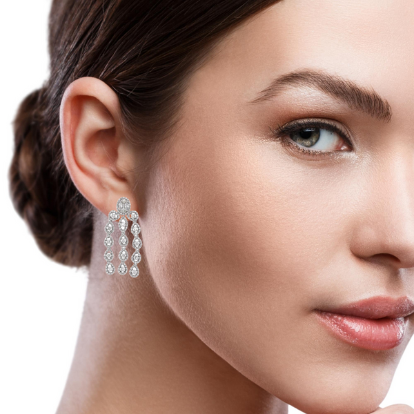 1 CT. T.W. Diamond Vintage-Style Chandelier Drop Earrings in 14K White Gold - LA DIAMOND