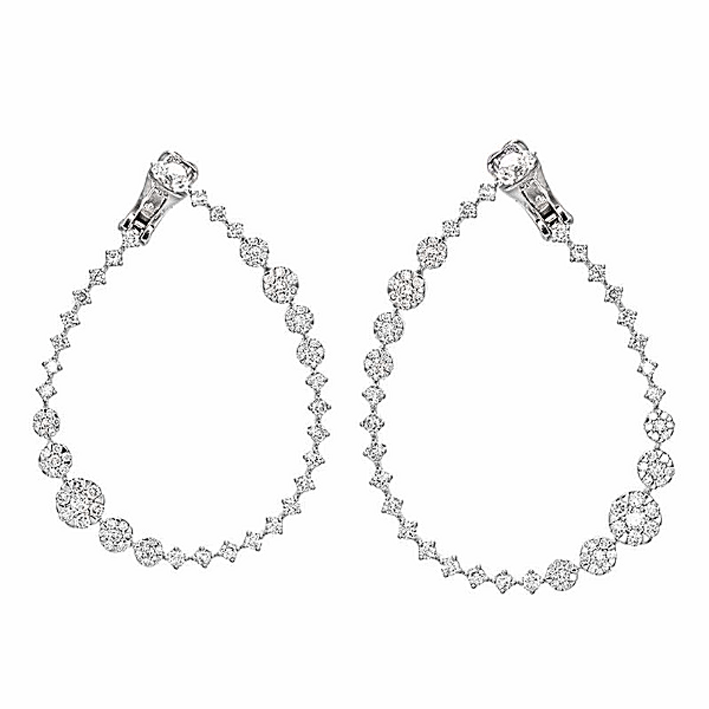 14K White Gold Diamond Teardrop Earrings 1/2 CT. T.W. - LA DIAMOND