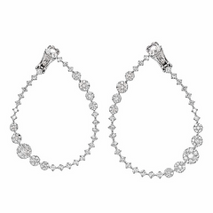 14K White Gold Diamond Teardrop Earrings 1/2 CT. T.W. - LA DIAMOND