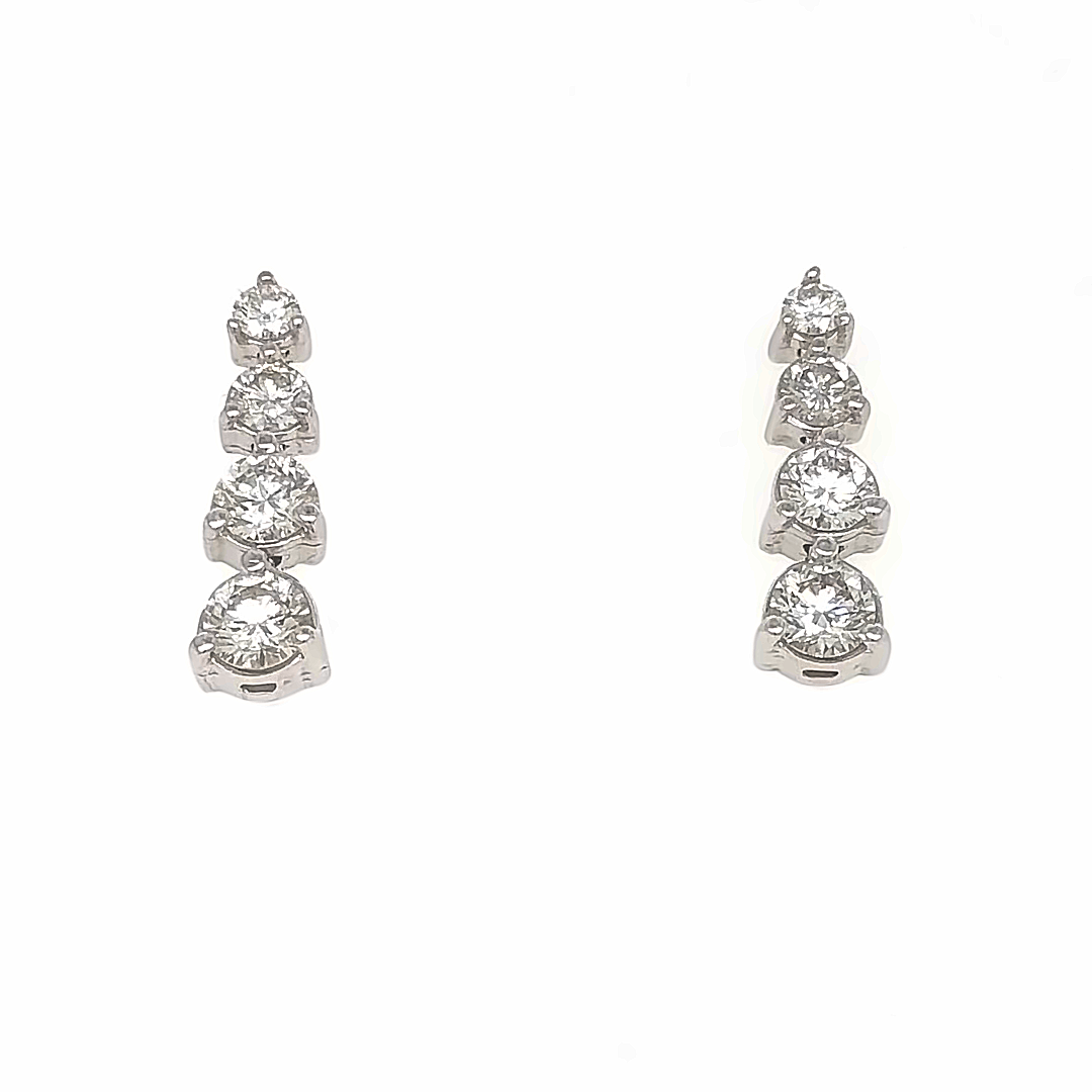 14K White Gold Diamond Round Cut Vintage-Style Earrings 2 CT. T.W. - LA DIAMOND