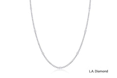 14K White Gold Round Cut Diamond Tennis Necklace