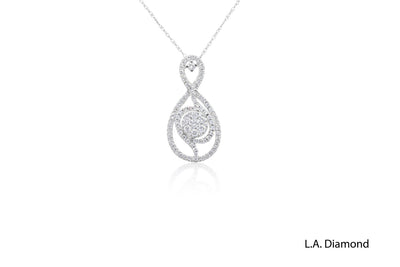 18k White Gold Round-Cut Multi-Diamond Center Infinity Pendant