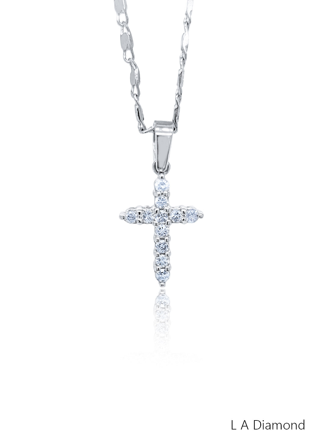 14K White Gold Diamond Cross Pendant (0.30 ct)
