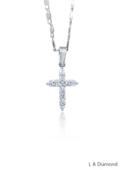 14K White Gold Diamond Cross Pendant (0.30 ct)