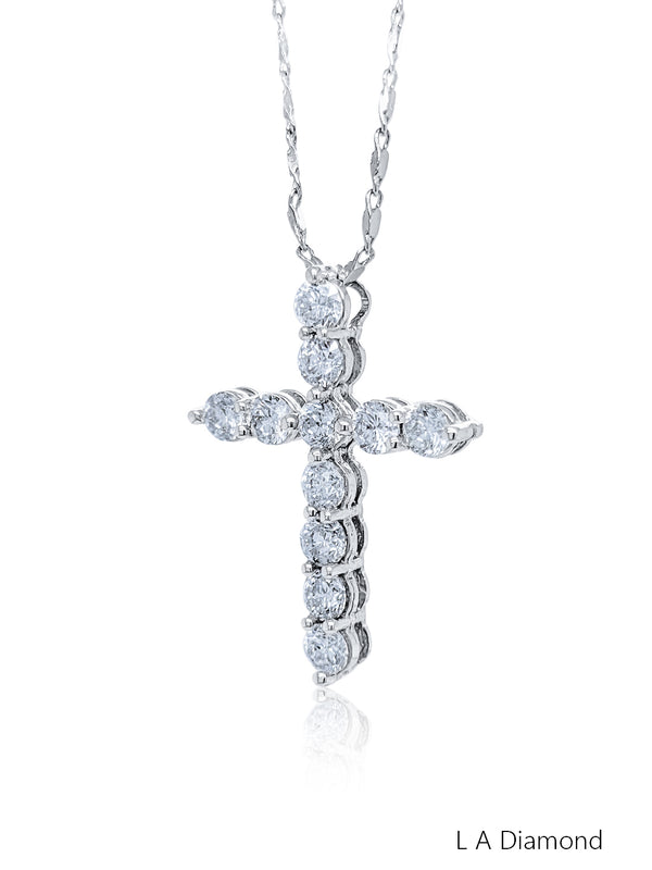 14K White Gold Solitaire Diamond Pendant (3.36 ct) - LA DIAMOND