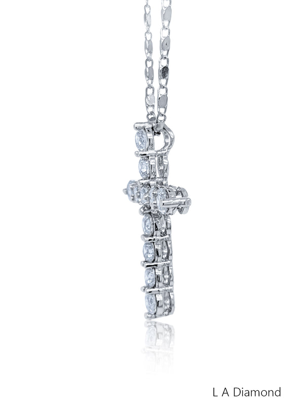 14K White Gold Solitaire Diamond Pendant (3.36 ct) - LA DIAMOND