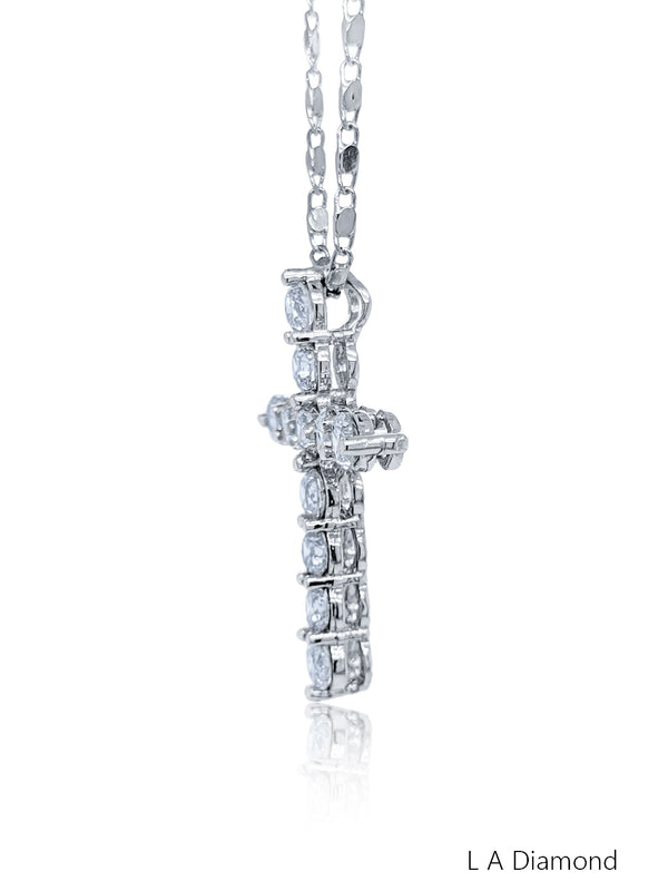 14K White Gold Solitaire Diamond Pendant (3.36 ct) - LA DIAMOND