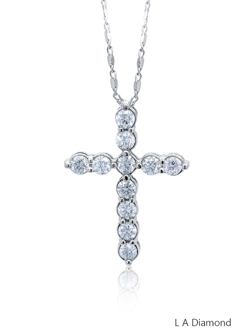14K White Gold Solitaire Diamond Pendant (3.36 ct) - LA DIAMOND